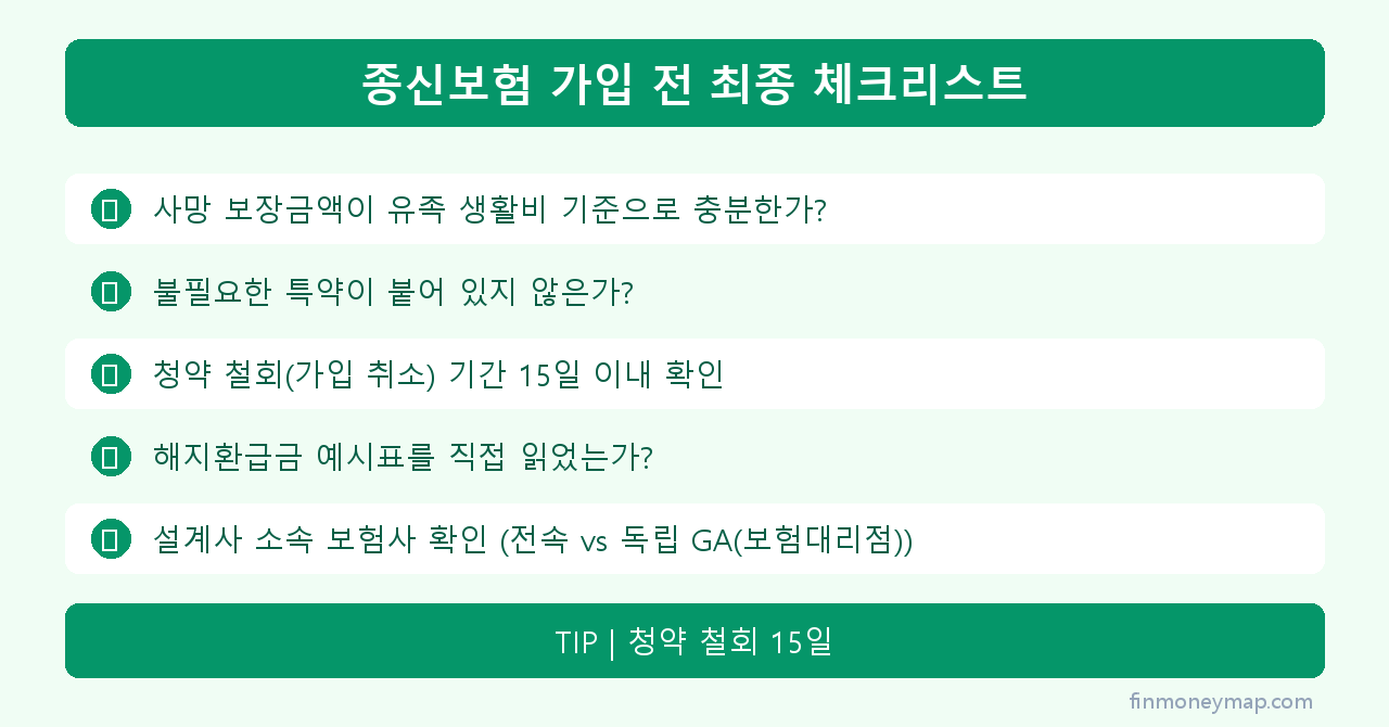 종신보험 가입 전 최종 체크리스트 인포그래픽 2026