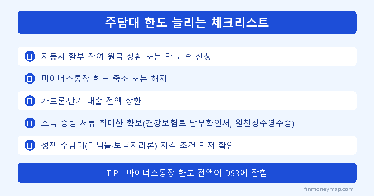 주담대 한도 늘리는 체크리스트 인포그래픽 2026