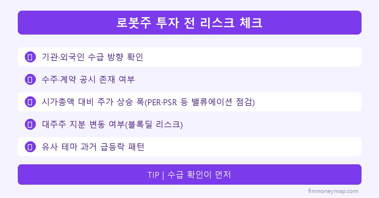 로봇주 투자 전 리스크 체크 인포그래픽 2026