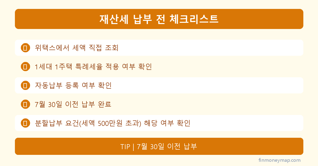 재산세 납부 전 체크리스트 인포그래픽 2026