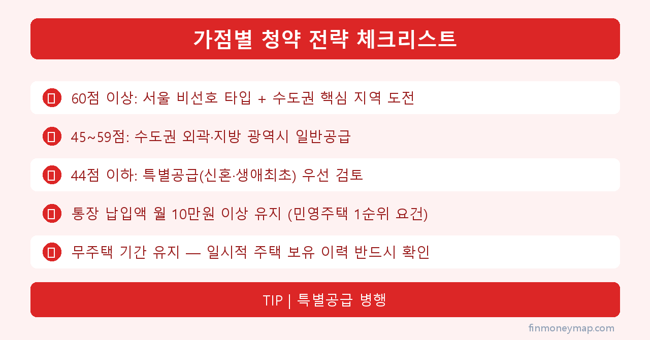 가점별 청약 전략 체크리스트 인포그래픽 2026
