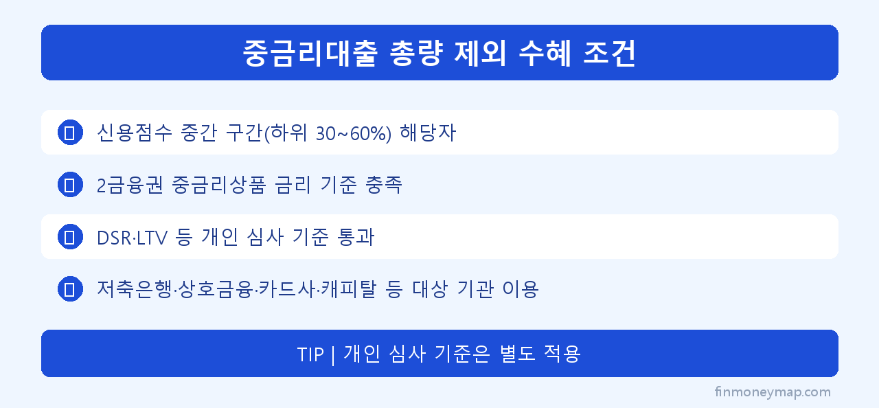 중금리대출 총량 제외 수혜 조건 인포그래픽 2026